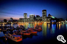 The BAltimore Harbor at dusk