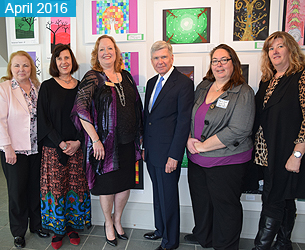 Left to Right: MSAC Executive Director Theresa Colvin, MSAC Program Director Pamela Dunne, and Arts Council Executive Directors, Dorchester County - Mickey Love, Talbot County - Gerald Early, Caroline County - Marina Dowdall and Queen Anne’s County – Belinda Cook at the Academy Art Museum