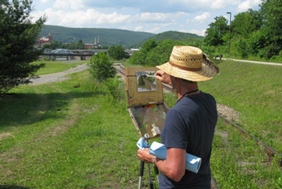 Female painter painting