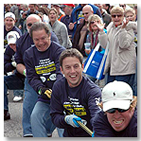 Men competing in a Tug of War